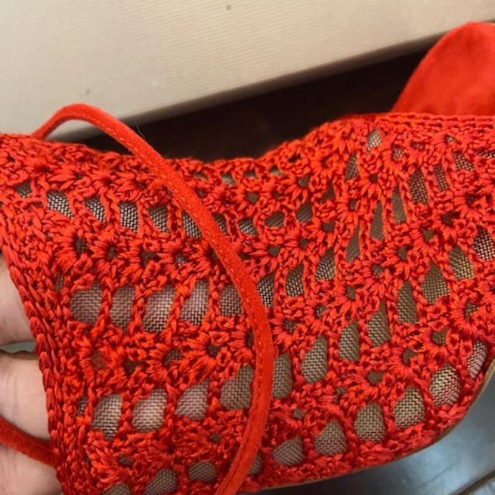 Italian made crochet gladiator red heels - Picture 4 of 6
